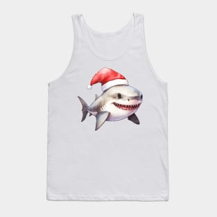 Great White Shark in Santa Hat Tank Top